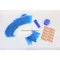 50 x Blue Decorated Cone Bags With Ribbon Ties & Stickers