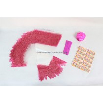 50 x Pink Decorated Cone Bags With Ribbon Ties & Stickers